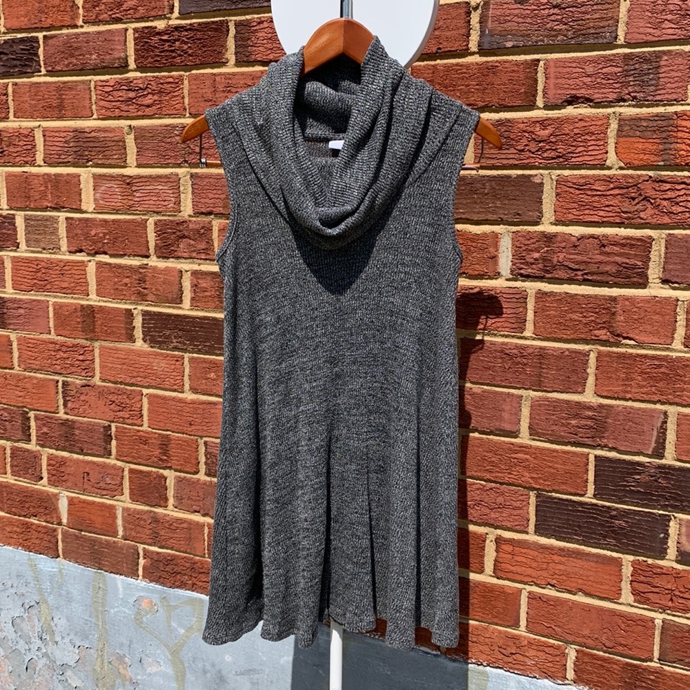 New York & Company Sleeveless Sweater Scarf Dress XS Heather Gray